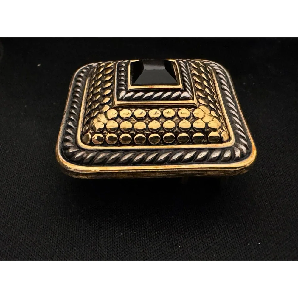 Vintage Paquette Mixed Metal‎ 2 Piece Interlocking Belt Buckle Rhinestone